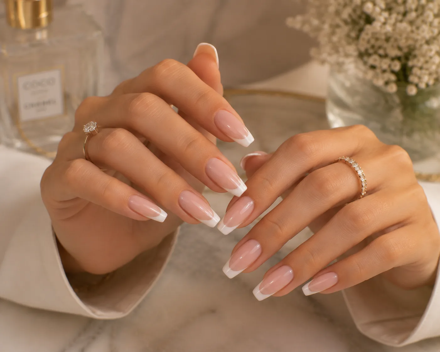 Classic white French manicure at Durbin Nail Spa