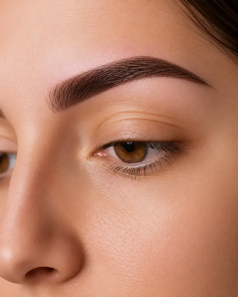 Freshly treated brows on day one