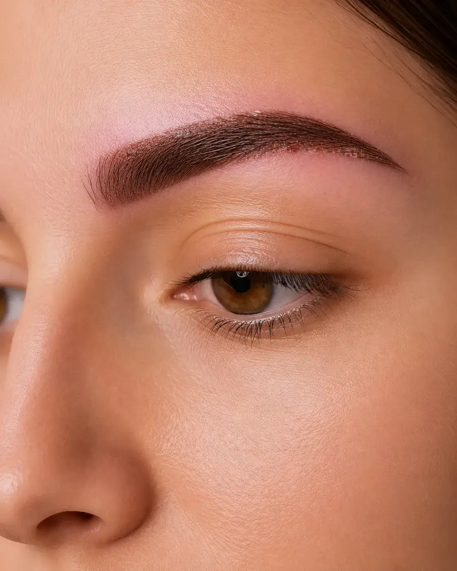 Brows beginning to scab